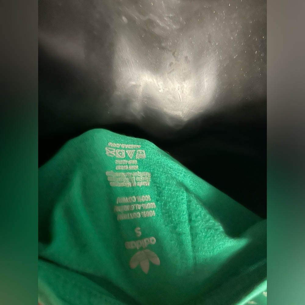 Adidas Green Short Sleeve Crop Tee with Logo Pattern *please read description * - Picture 6 of 11